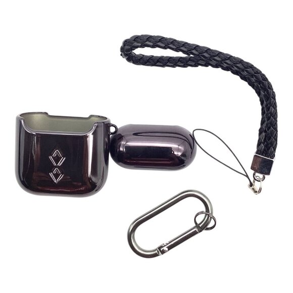 Luxury Plating Protective AirPods Case Cover With Braided Strap & Carabiner Clip - Picture 1 of 4